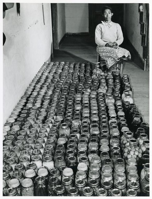 Mrs. Gus Wright, Farm Security Administration client with he...